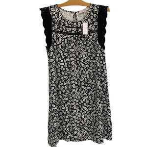 LOFT Black and White Floral Sleeveless Dress